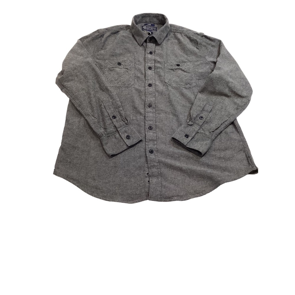 American Rag Mens Gray Flannel Button Down Shirt Long Sleeve Cotton Large